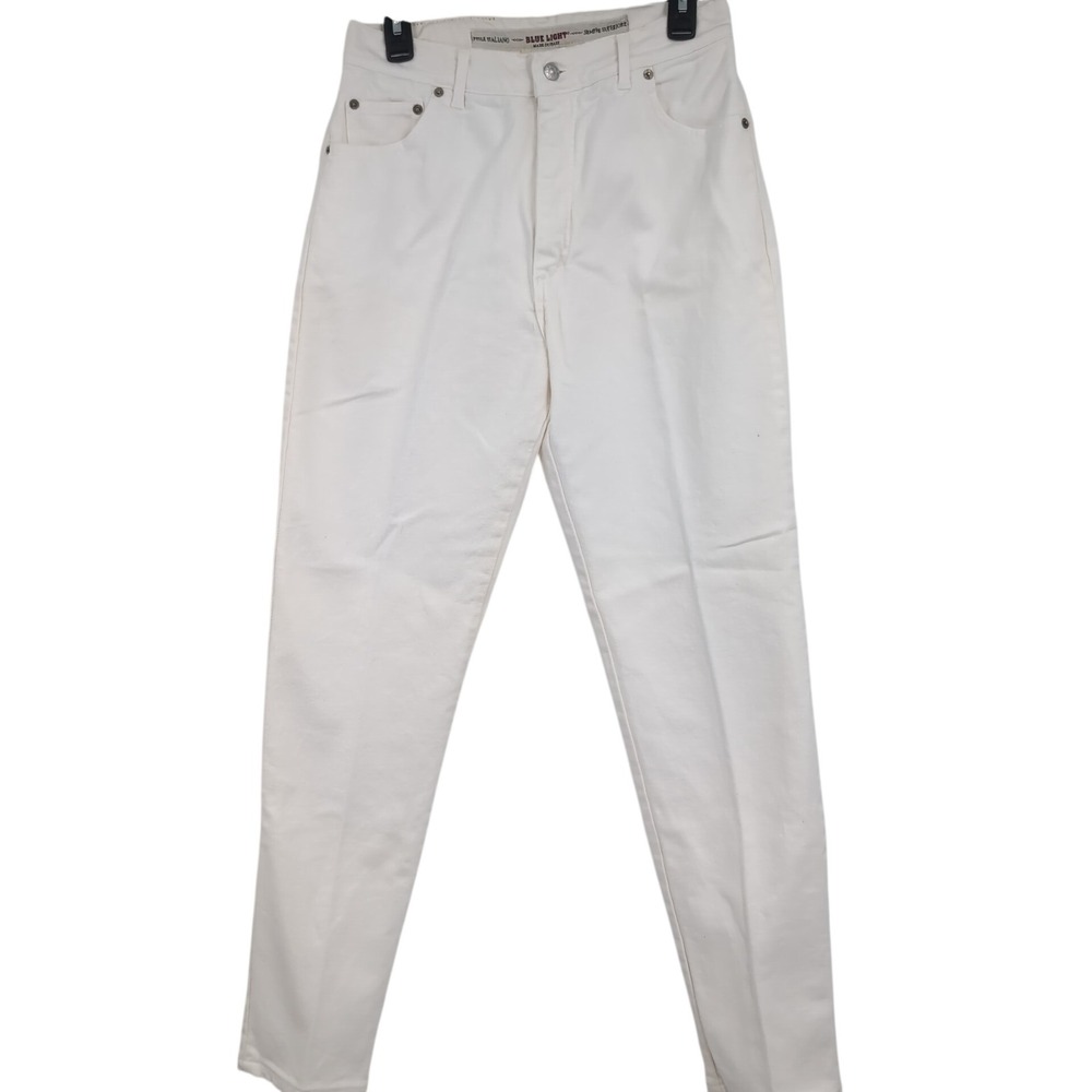 Cache Blue Light Vintage White High Waist Tapered Leg Jeans Made in Italy 29x32